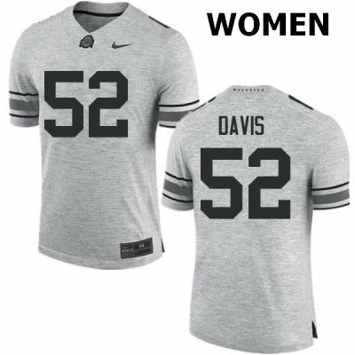 Women's Ohio State Buckeyes #52 Wyatt Davis Gray Nike NCAA College Football Jersey Super Deals FLU2544FB